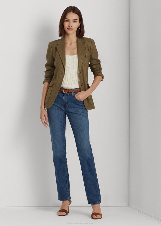 havblå vask denim Kvinder Ralph Lauren mellemhøj straight jean Z426B4274