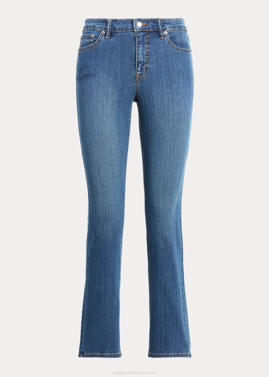 havblå vask denim Kvinder Ralph Lauren mellemhøj straight jean Z426B4274