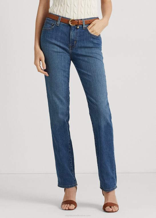 havblå vask denim Kvinder Ralph Lauren mellemhøj straight jean Z426B4274