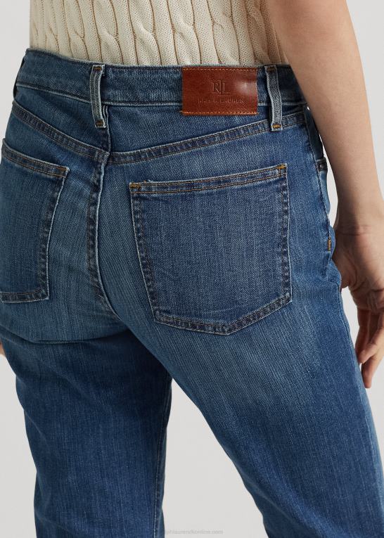 havblå vask denim Kvinder Ralph Lauren mellemhøj straight jean Z426B4274