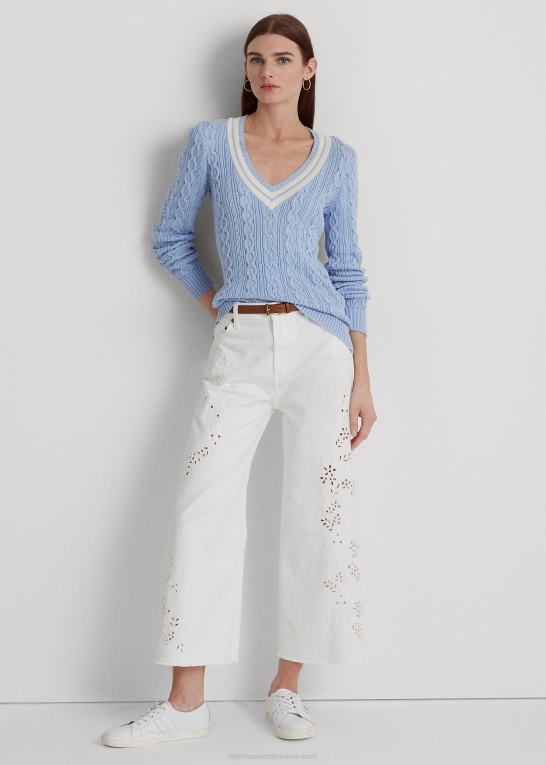hvid vask Kvinder Ralph Lauren eyelet high-rise wide-ben cropped jean Z426B3904