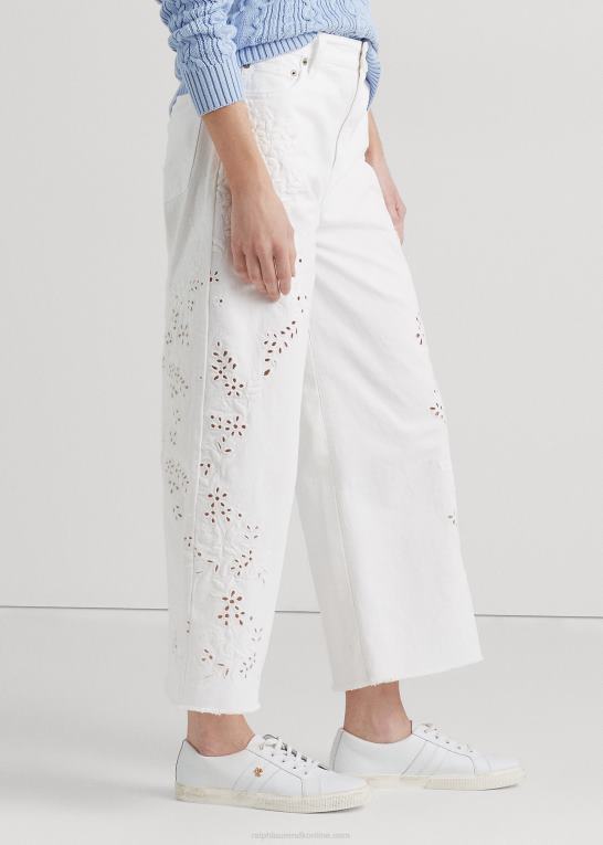 hvid vask Kvinder Ralph Lauren eyelet high-rise wide-ben cropped jean Z426B3904