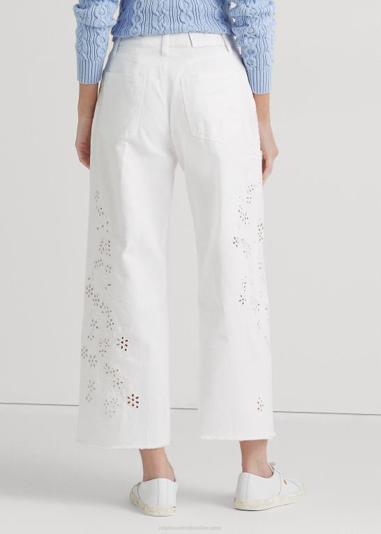 hvid vask Kvinder Ralph Lauren eyelet high-rise wide-ben cropped jean Z426B3904
