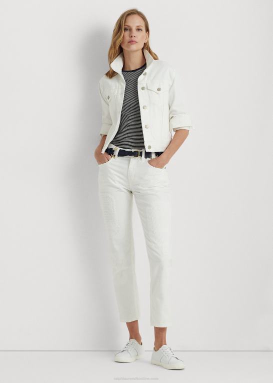 hvid vask Kvinder Ralph Lauren eyelet-patchwork afslappet tilspidset jean Z426B3919