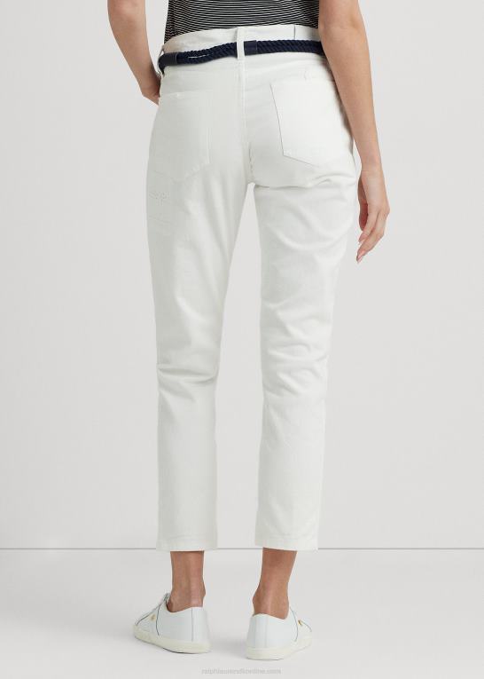 hvid vask Kvinder Ralph Lauren eyelet-patchwork afslappet tilspidset jean Z426B3919