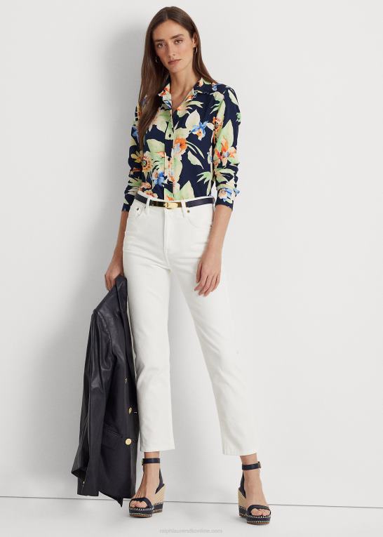 hvid vask Kvinder Ralph Lauren højtaljede jeans med lige ankel Z426B4475