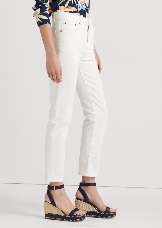 hvid vask Kvinder Ralph Lauren højtaljede jeans med lige ankel Z426B4475