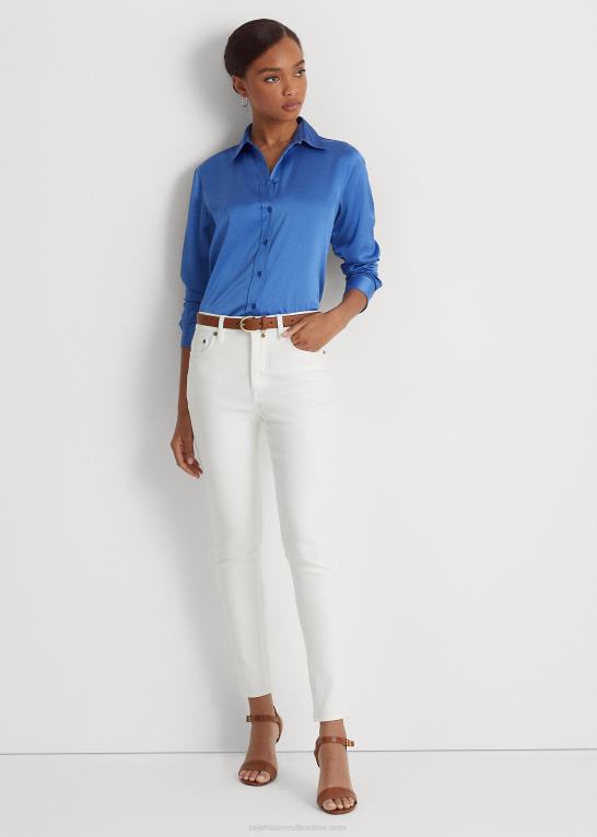 hvid vask Kvinder Ralph Lauren skinny ankeljeans i høj talje Z426B4020
