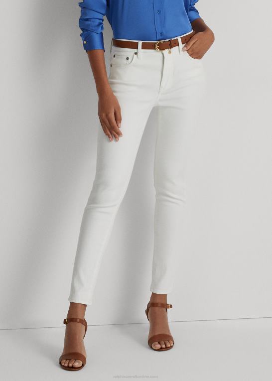 hvid vask Kvinder Ralph Lauren skinny ankeljeans i høj talje Z426B4020