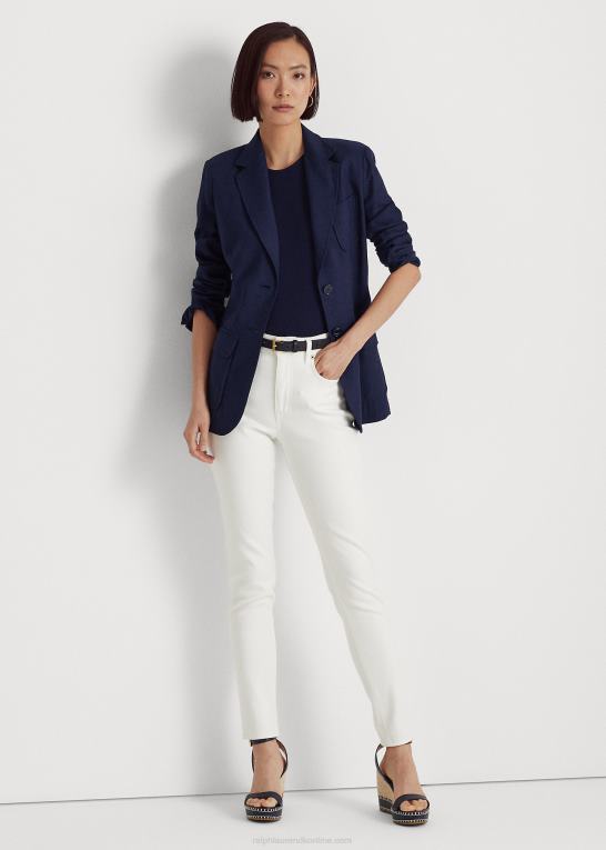 hvid vask Kvinder Ralph Lauren skinny ankeljeans i høj talje Z426B4391