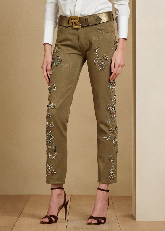 lav grøn chartres Kvinder Ralph Lauren udsmykket 750 straight ankel jean Z426B3594