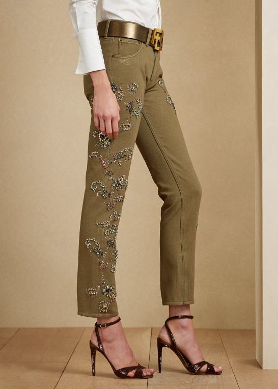 lav grøn chartres Kvinder Ralph Lauren udsmykket 750 straight ankel jean Z426B3594