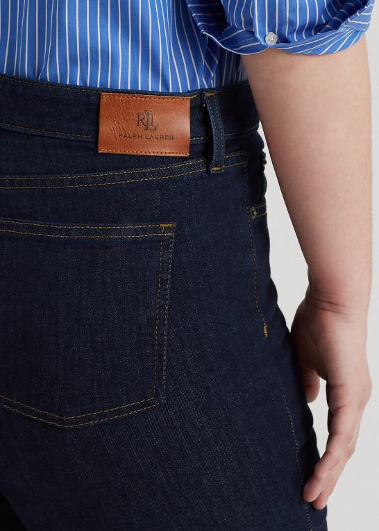 mørk skyl vask Kvinder Ralph Lauren mellemhøj straight jean Z426B9595