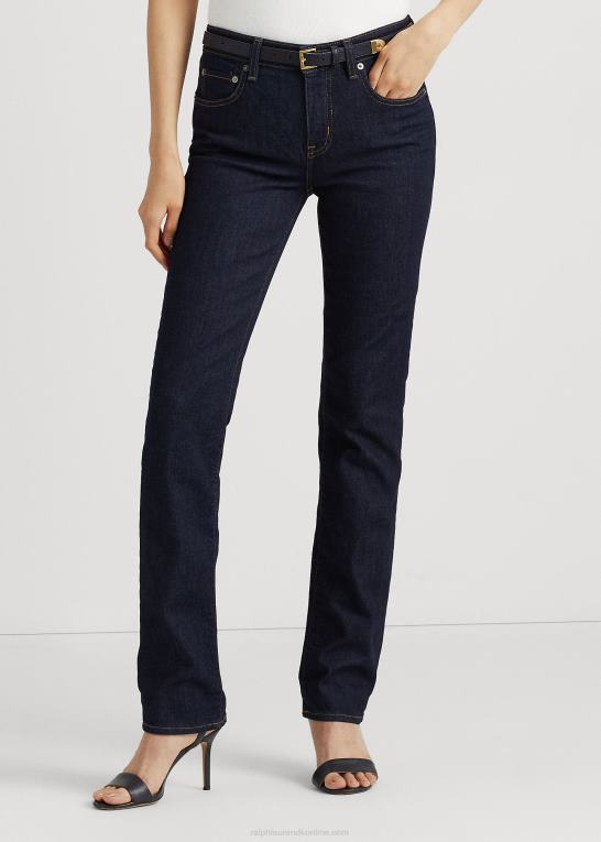 mørk skyl vask denim Kvinder Ralph Lauren mellemhøj straight jean Z426B4257