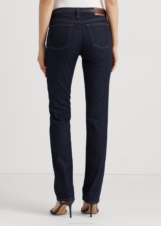 mørk skyl vask denim Kvinder Ralph Lauren mellemhøj straight jean Z426B4257