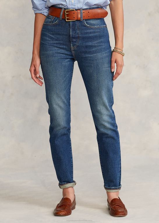 medium indigo Kvinder Ralph Lauren callen high-rise slim jean Z426B4751