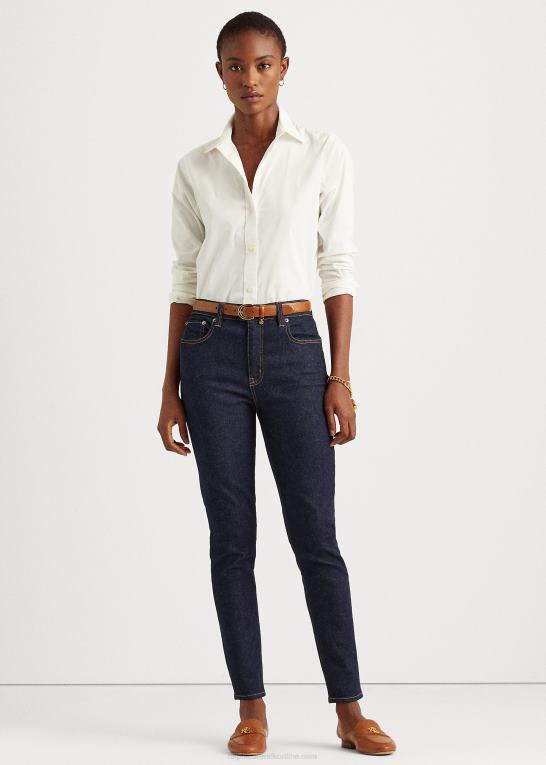skylle vask Kvinder Ralph Lauren skinny ankeljeans i høj talje Z426B9594
