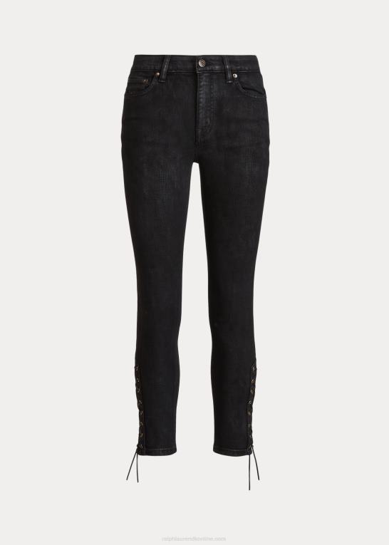 sort vask Kvinder Ralph Lauren skinny ankeljeans i høj talje Z426B9586