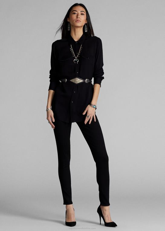 sort vask Kvinder Ralph Lauren stretch jean med høj skinny pasform Z426B9143