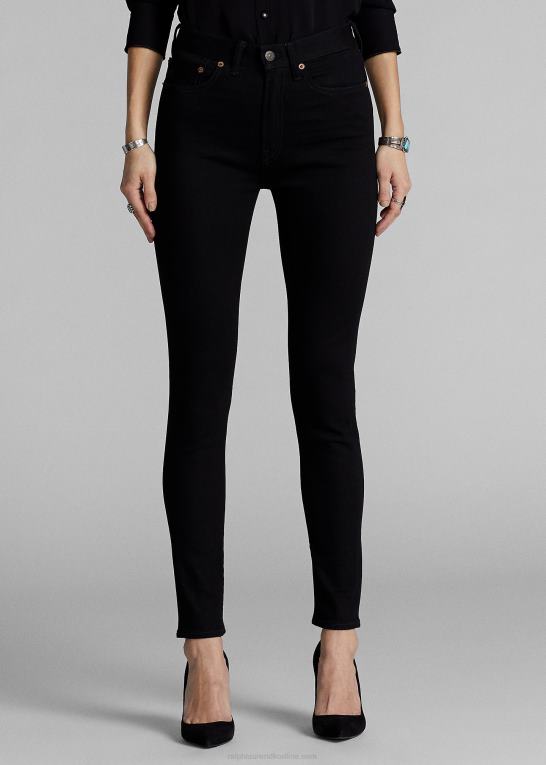 sort vask Kvinder Ralph Lauren stretch jean med høj skinny pasform Z426B9143