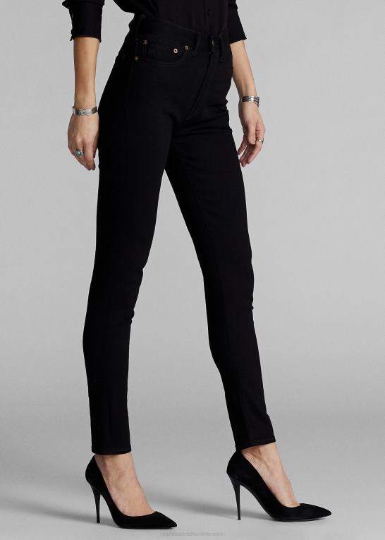 sort vask Kvinder Ralph Lauren stretch jean med høj skinny pasform Z426B9143