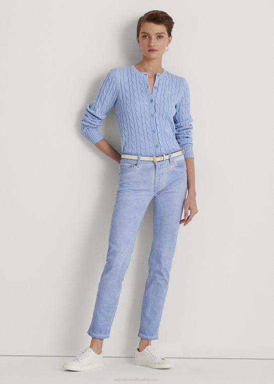 stenblå vask Kvinder Ralph Lauren belagt mellemhøj jeans med lige ankel Z426B4028
