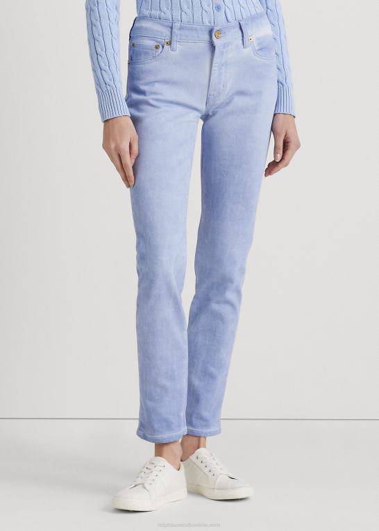 stenblå vask Kvinder Ralph Lauren belagt mellemhøj jeans med lige ankel Z426B4369