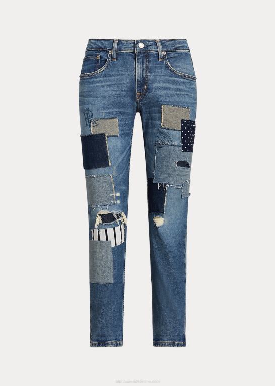 tonet safir vask Kvinder Ralph Lauren patchwork afslappet tilspidsede ankeljean Z426B4023