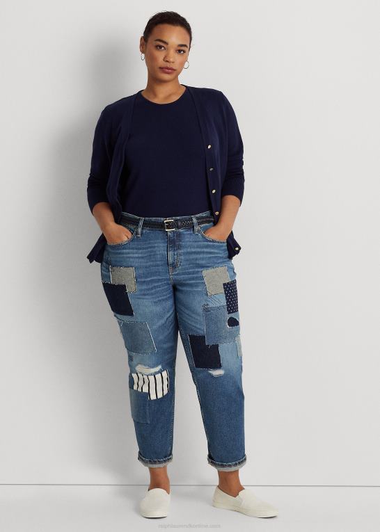 tonet safir vask Kvinder Ralph Lauren patchwork afslappet tilspidsede ankeljean Z426B4677