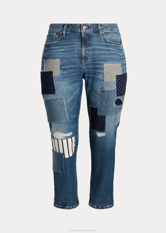 tonet safir vask Kvinder Ralph Lauren patchwork afslappet tilspidsede ankeljean Z426B4677