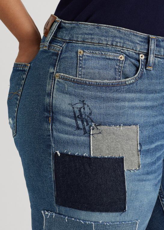 tonet safir vask Kvinder Ralph Lauren patchwork afslappet tilspidsede ankeljean Z426B4677