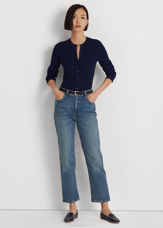 vask af græsmarker Kvinder Ralph Lauren højtaljede jeans med lige ankel Z426B9446