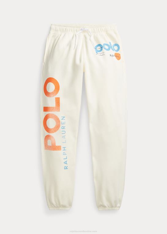 klubhuscreme Kvinder Ralph Lauren logo & wave grafisk fleece sweatpants Z426B3050