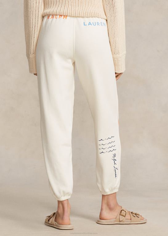 klubhuscreme Kvinder Ralph Lauren logo & wave grafisk fleece sweatpants Z426B3050