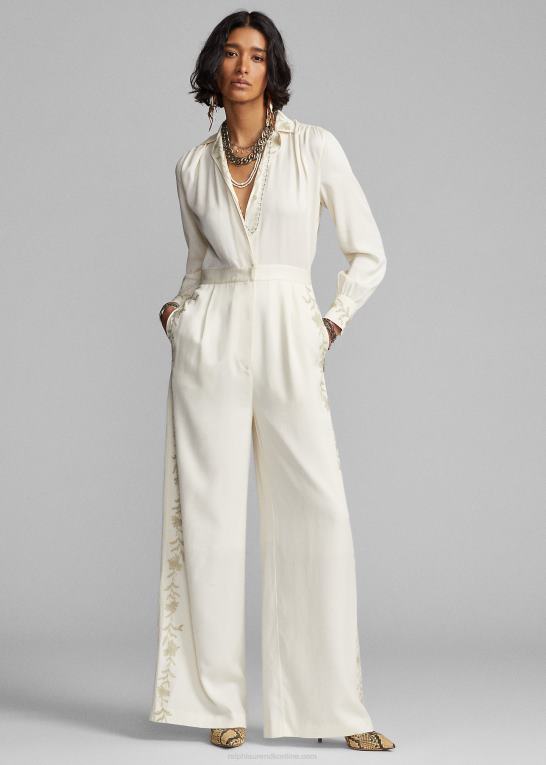 Kvinder Ralph Lauren broderet jumpsuit i twill med brede ben Z426B3623
