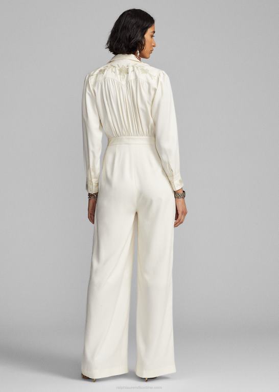Kvinder Ralph Lauren broderet jumpsuit i twill med brede ben Z426B3623