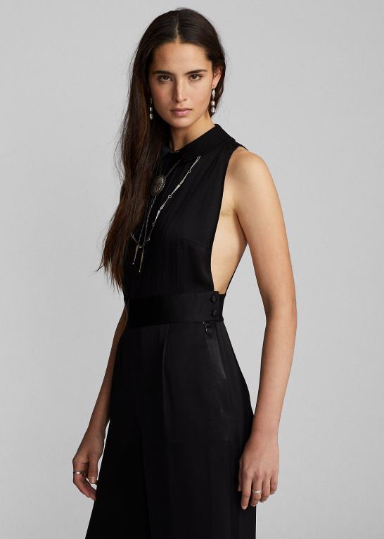 Kvinder Ralph Lauren crepe ærmeløs smoking jumpsuit Z426B3618