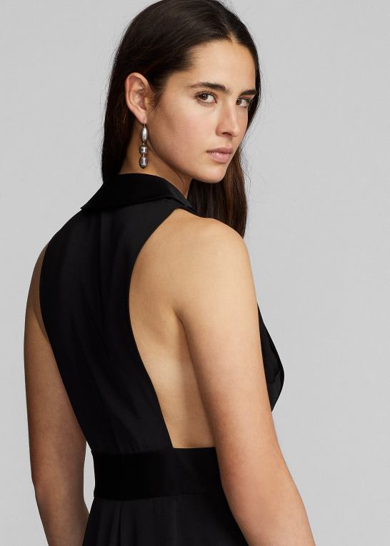 Kvinder Ralph Lauren crepe ærmeløs smoking jumpsuit Z426B3618