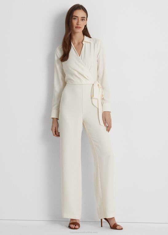 mascarpone creme Kvinder Ralph Lauren georgette jumpsuit med brede ben foran Z426B4108