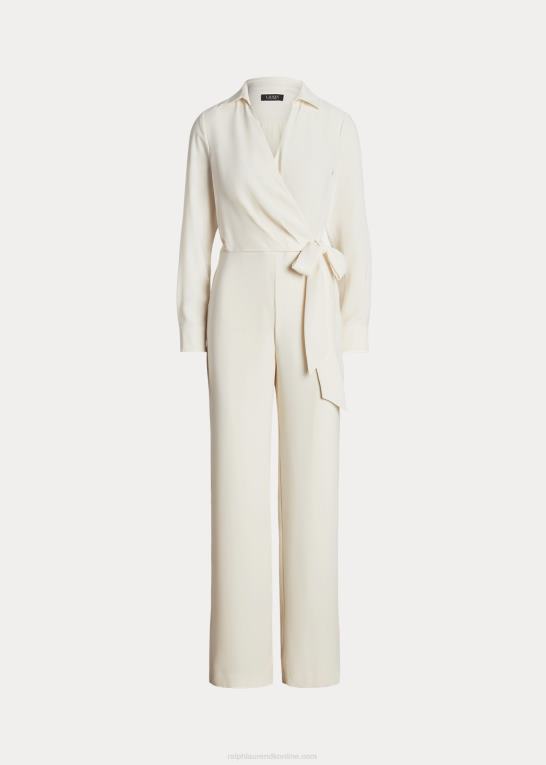 mascarpone creme Kvinder Ralph Lauren georgette jumpsuit med brede ben foran Z426B4108