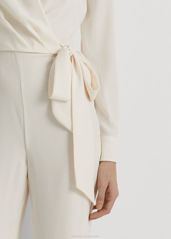 mascarpone creme Kvinder Ralph Lauren georgette jumpsuit med brede ben foran Z426B4108
