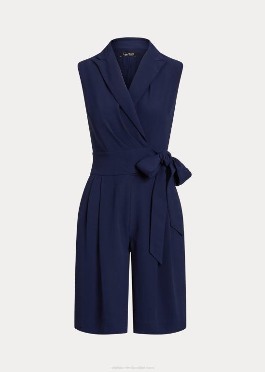 raffineret flåde Kvinder Ralph Lauren georgette ærmeløs bukse med bælte Z426B9474