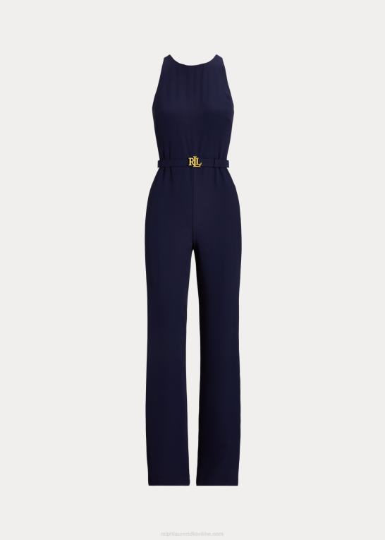 raffineret marineblå/hvid Kvinder Ralph Lauren sidestribet crepe jumpsuit Z426B9564