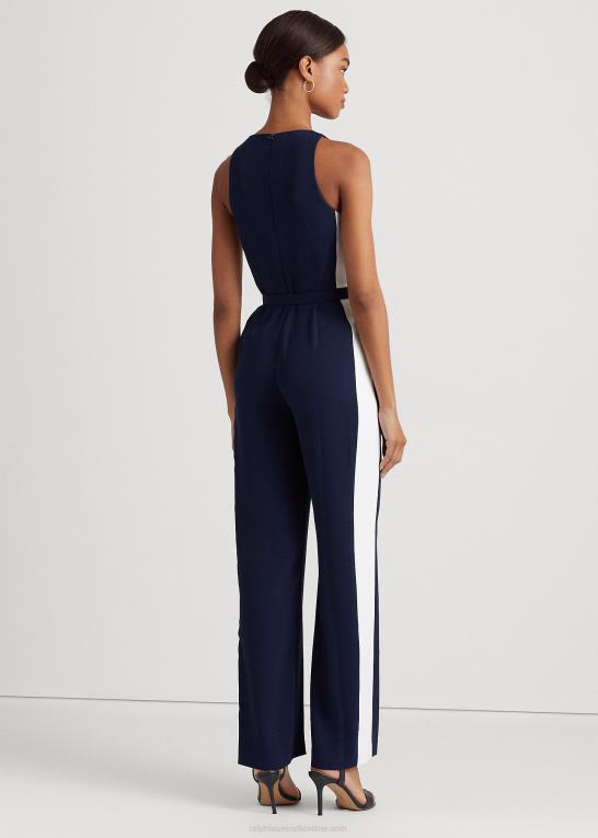 raffineret marineblå/hvid Kvinder Ralph Lauren sidestribet crepe jumpsuit Z426B9564