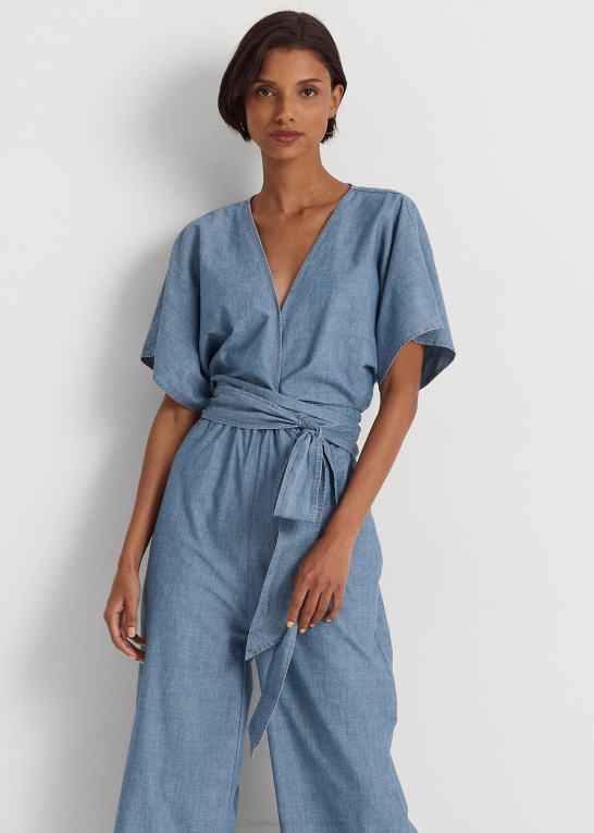 salt creek vask Kvinder Ralph Lauren chambray wrap jumpsuit med bælte Z426B4380