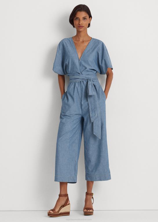 salt creek vask Kvinder Ralph Lauren chambray wrap jumpsuit med bælte Z426B4380