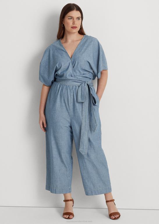 salt creek vask Kvinder Ralph Lauren chambray wrap jumpsuit med bælte Z426B4656