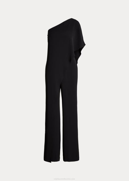 sort Kvinder Ralph Lauren cape georgette en-skulder jumpsuit Z426B4100
