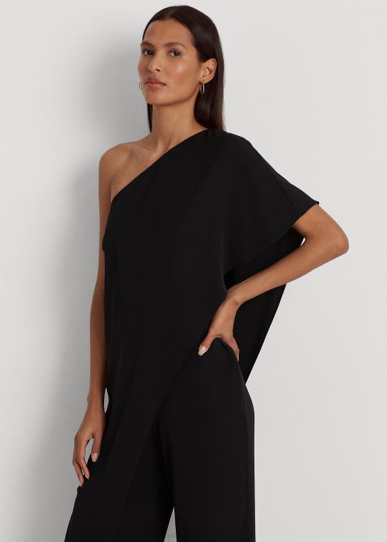 sort Kvinder Ralph Lauren cape georgette en-skulder jumpsuit Z426B4100