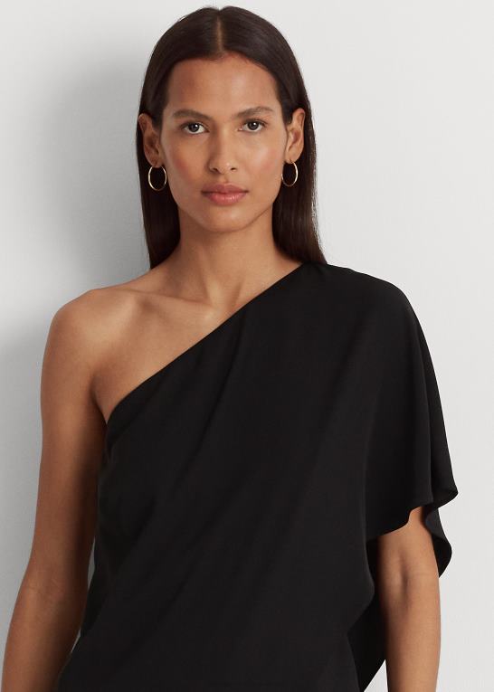 sort Kvinder Ralph Lauren cape georgette en-skulder jumpsuit Z426B4100